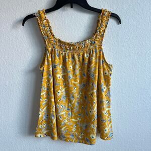 Yellow and blue floral top